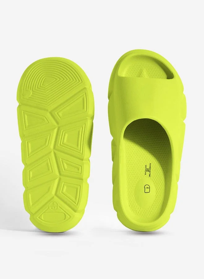 The Souled Store  The Souled Store Men Solid Lime Green EVA Sliders  | Best Price UAE
