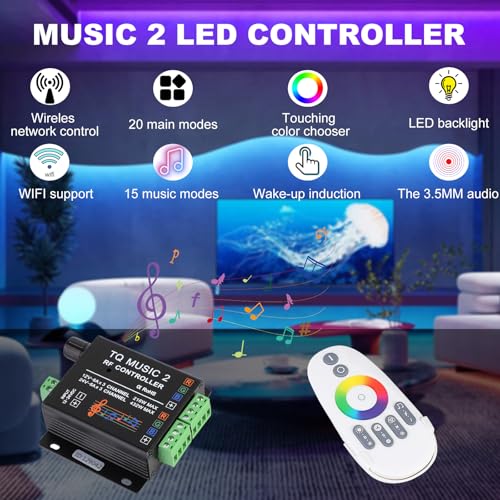 SUPERNIGHT LED RGB Music Touch Controller RF Sensitivety Backlight RF Remote Touching Color 3.5MM Audio 15 Music Modes LED Light Strip Controller - Image 5