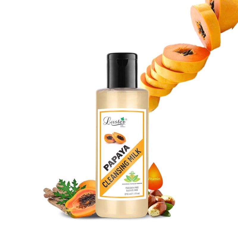 LUSTER حليب تنظيف لوستر بابايا النهائي غني بالمكونات الطبيعية لبشرة ناعمة ونظيفة 210 مل - Image 1