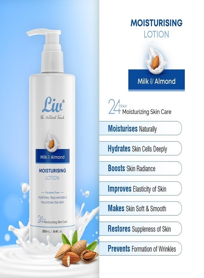 LIV -LIV IN VIBRANCE لوشن الجسم بالحليب واللوز من ليف للبشرة الجافة، لوشن مرطب للجسم للنساء والرجال | يرطب ويغذي البشرة، تركيبة سريعة الامتصاص بمكونات طبيعية لبشرة فائقة النعومة | 500 مل - Image 4