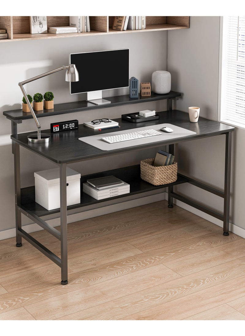 Lafulaifu Gaming Desk with Storage Layer Computer Desk  Home Office Small Desk with Monitor Stand, 3 Height Adjustable Monitor Rack Writing Desk  - Image 3