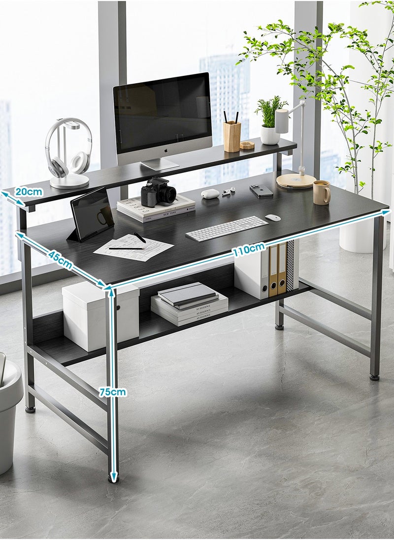 Lafulaifu Gaming Desk with Storage Layer Computer Desk  Home Office Small Desk with Monitor Stand, 3 Height Adjustable Monitor Rack Writing Desk  - Image 4