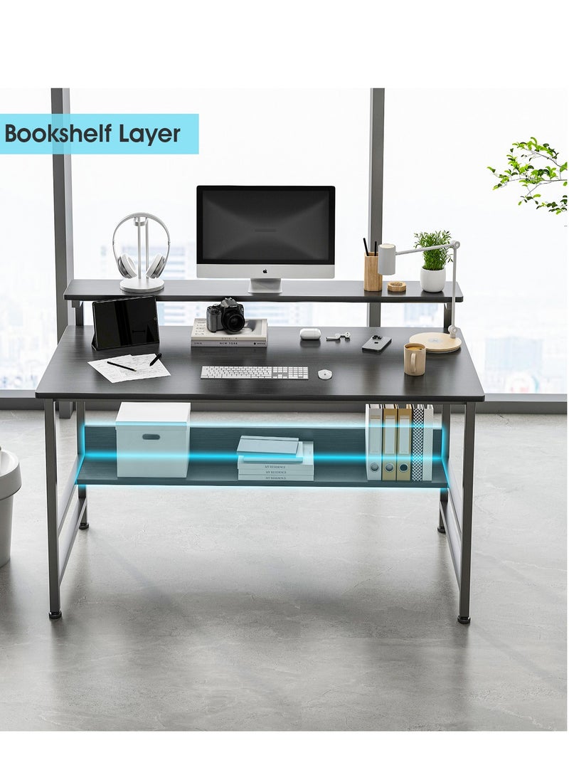 Lafulaifu Gaming Desk with Storage Layer Computer Desk  Home Office Small Desk with Monitor Stand, 3 Height Adjustable Monitor Rack Writing Desk  - Image 5