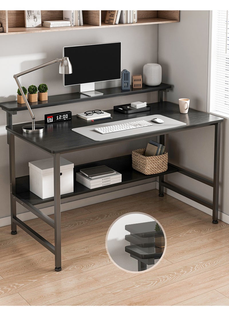 Lafulaifu Gaming Desk with Storage Layer Computer Desk  Home Office Small Desk with Monitor Stand, 3 Height Adjustable Monitor Rack Writing Desk  - Image 1