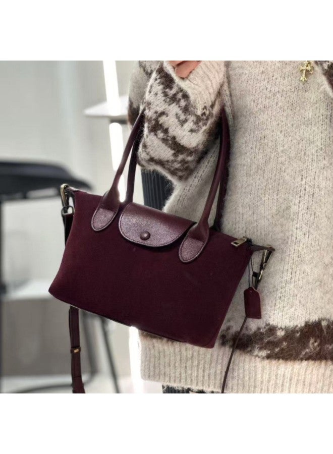 Grain Suede Leather  Autumn/winter New Handbag Fashionable Popular Genuine Leather Shoulder Bag For Women - Image 2