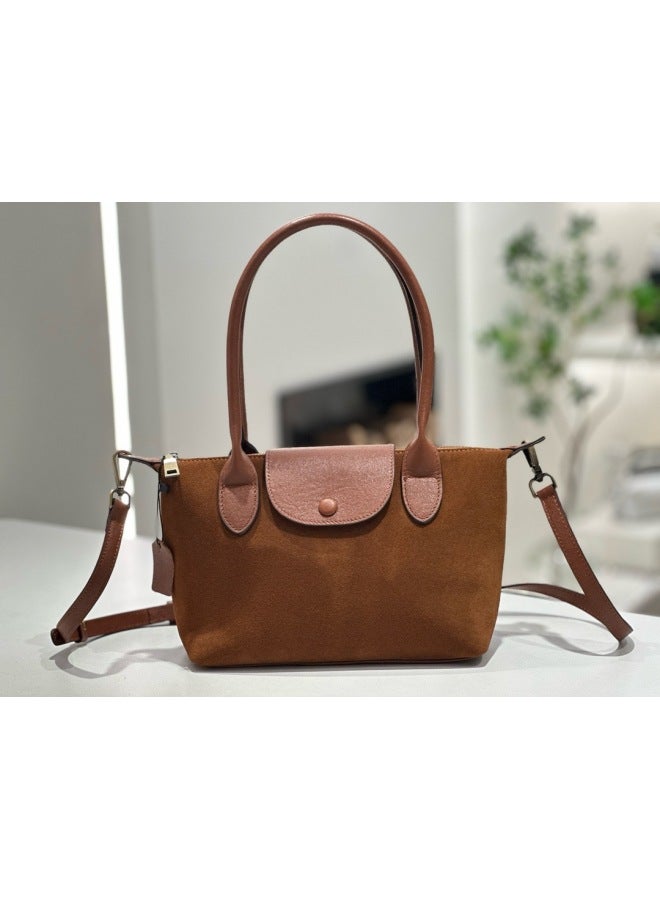 Grain Suede Leather  Autumn/winter New Handbag Fashionable Popular Genuine Leather Shoulder Bag For Women - Image 1