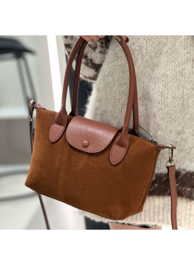 Grain Suede Leather  Autumn/winter New Handbag Fashionable Popular Genuine Leather Shoulder Bag For Women - Image 4