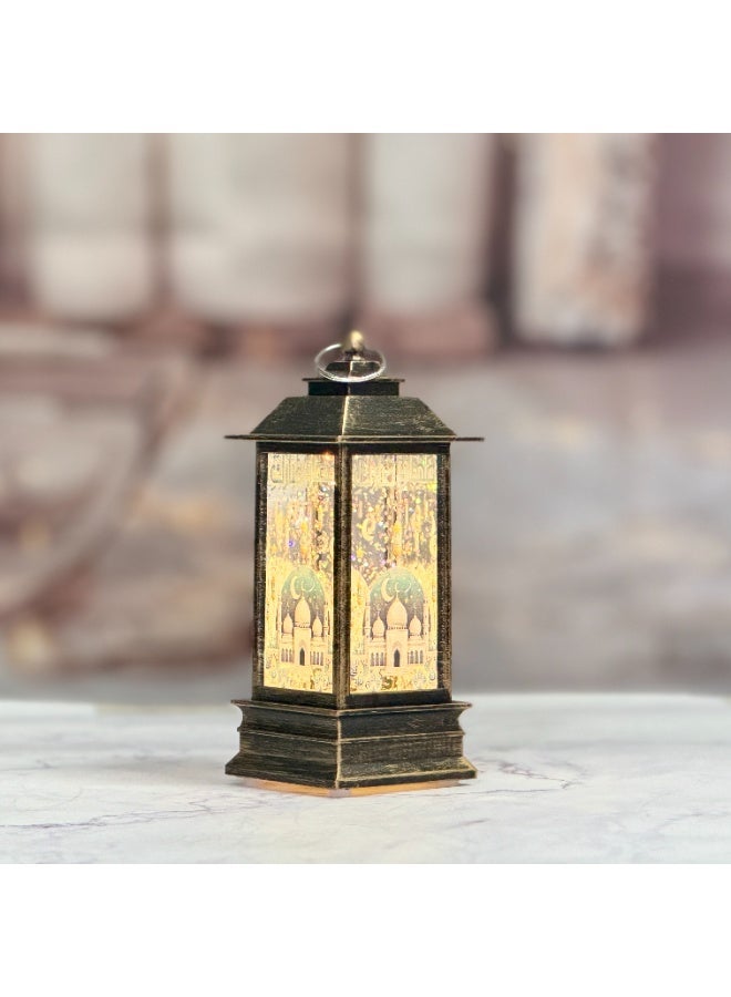 فانوس رمضان مضيء بتصميم المسجد الأزرق والهلال إضاءة LED مع جليتر متحرك ديكور طاولة لشهر رمضان زينة عيد الفطر وعيد الأضحى إضاءة دافئة للمنزل غرفة المعيشة وغرفة النوم وزاوية الصلاة هدية رمضان فاخرة للعائلة والأصدقاء ديكور إسلامي بطابع شرقي تشغيل فوري بدون تركيب من أفضل زينة رمضان مبيعاً على نون - Image 2