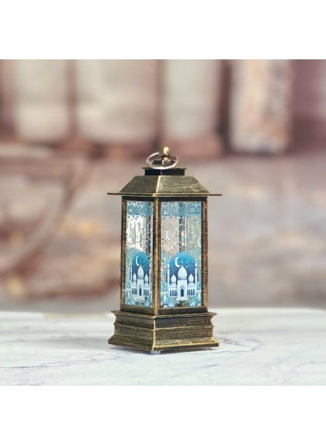 فانوس رمضان مضيء بتصميم المسجد الأزرق والهلال إضاءة LED مع جليتر متحرك ديكور طاولة لشهر رمضان زينة عيد الفطر وعيد الأضحى إضاءة دافئة للمنزل غرفة المعيشة وغرفة النوم وزاوية الصلاة هدية رمضان فاخرة للعائلة والأصدقاء ديكور إسلامي بطابع شرقي تشغيل فوري بدون تركيب من أفضل زينة رمضان مبيعاً على نون - Image 1
