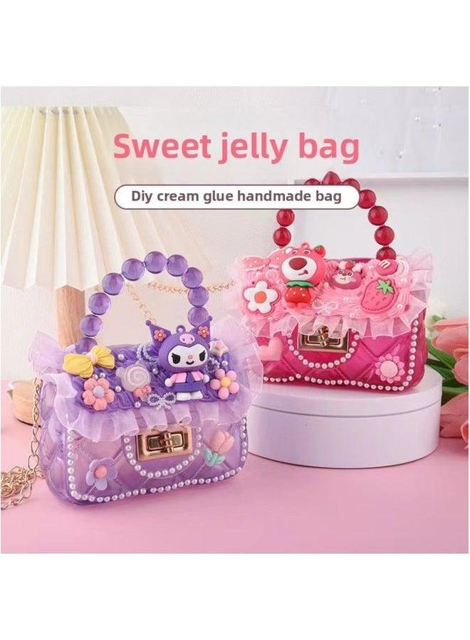 Jelly Bag Children's Cream Gel Handbag DIY Handmade Crossbody Backpack Girl Material Toy-Specifications:Blue Big Ear Dog - Image 2