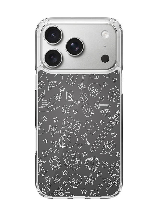 Stylizedd Classic Clear MagSafe Case for iPhone 17 Pro , Hybrid Soft Case Flexible Edges Anti Drop TPU PC Gel Thin Transparent Cover [ Designed for iPhone 17 Pro ] - Doodles Full Print
