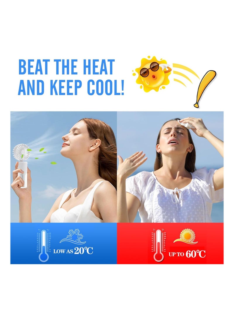 CMGTYYD Portable Mist Handheld Fan, Rechargeable Mini Fan, 4-speed Neck and Desktop Fan, Battery Powered, For Office, Outdoor, Travel, Camping, White - Image 4