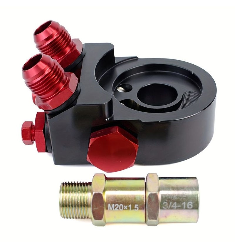 AN10 Aluminum Blue Oil Filter Baffle Adapter M20 X 1 5 Black Cooler Sandwich Plate With Thermostat - Image 4
