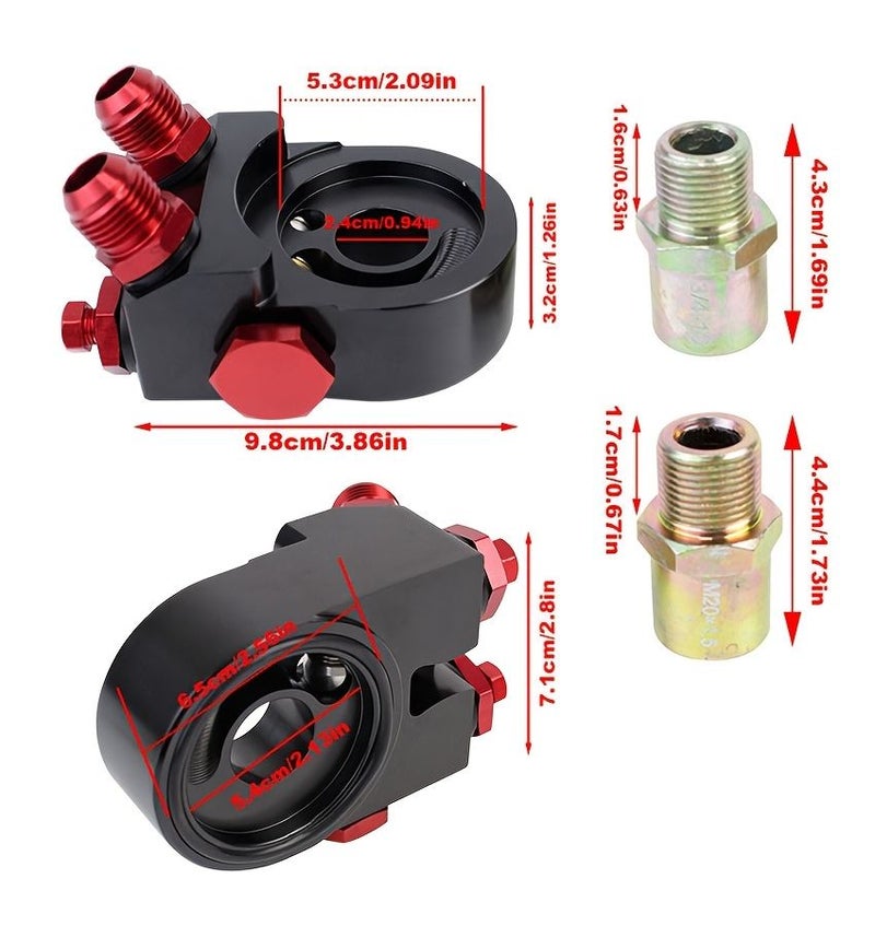 AN10 Aluminum Blue Oil Filter Baffle Adapter M20 X 1 5 Black Cooler Sandwich Plate With Thermostat - Image 3