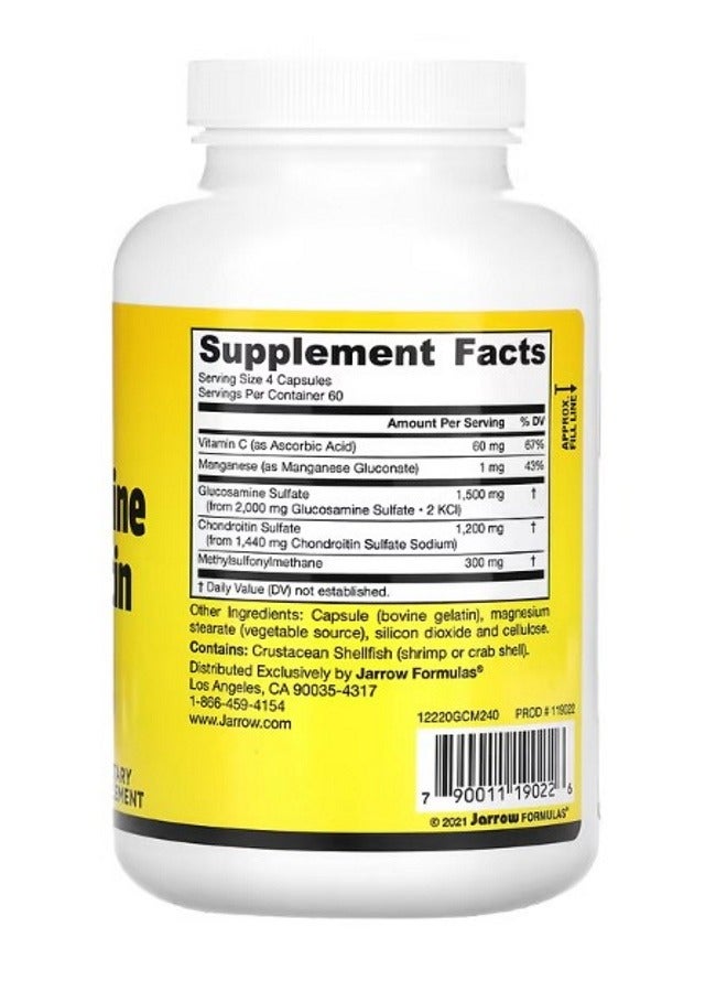 jarrow formulas Glucosamine  Chondroitin  MSM 240 Capsules - Image 2