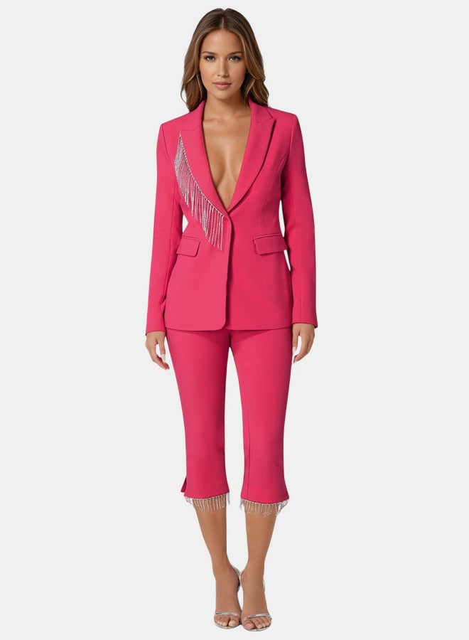 bebe Rhinestone Fringe Tailored Blazer - Image 1