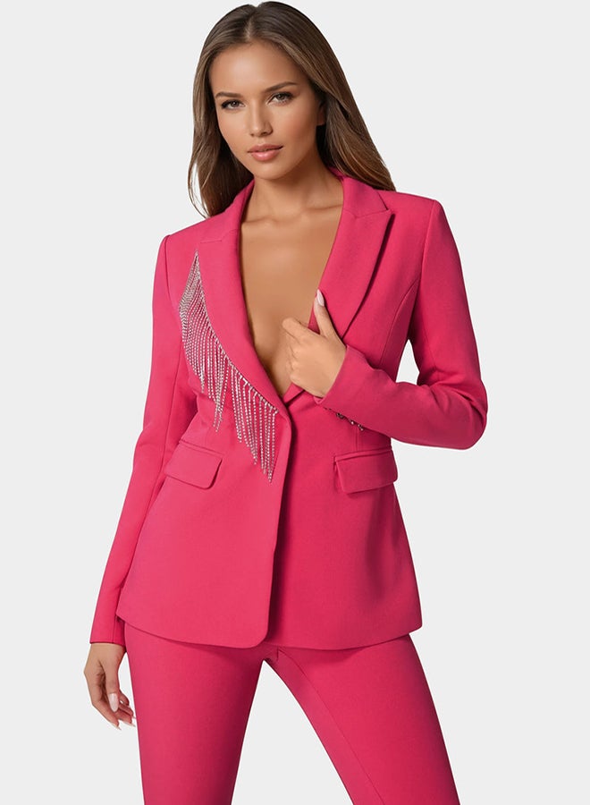bebe Rhinestone Fringe Tailored Blazer - Image 2