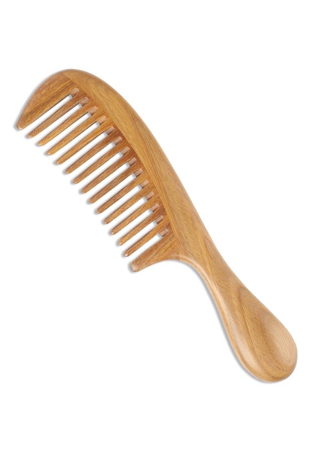 Red Blossom Handmade 100% Natural Green Sandalwood Hair Comb – Wide-Tooth Wooden Comb for Detangling | Anti-Static & Aromatic (1 Count, Pack of 1)  - Image 1