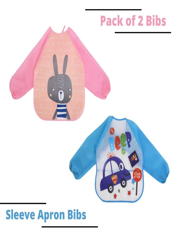 Da Anushi Cute Cartoon Printed Full Sleeves Washable Waterproof Apron Feeding Bibs For Babies,Toddlers,Infants (6 Months to 5 Years), Comfortable Soft Baby Bibs Keep Stains Off! (Pink, Light Blue) - Image 4