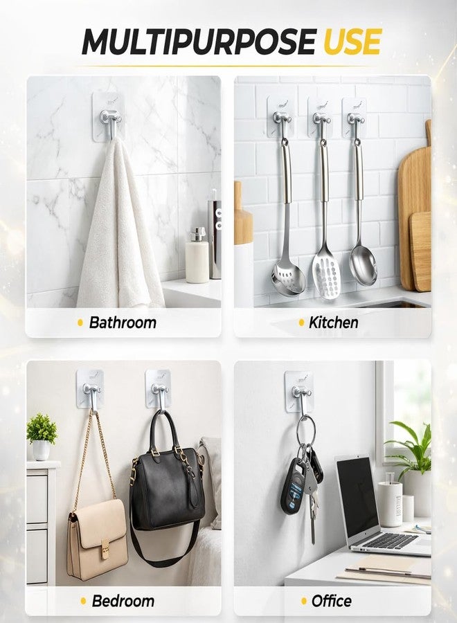 DKHDBD Heavy Duty Wall Hooks for Hanging | Self Adhesive Hooks Without Drill | Transparent Photo Frame & Clothes Hooks for Wall (Pack of 10) - Image 3