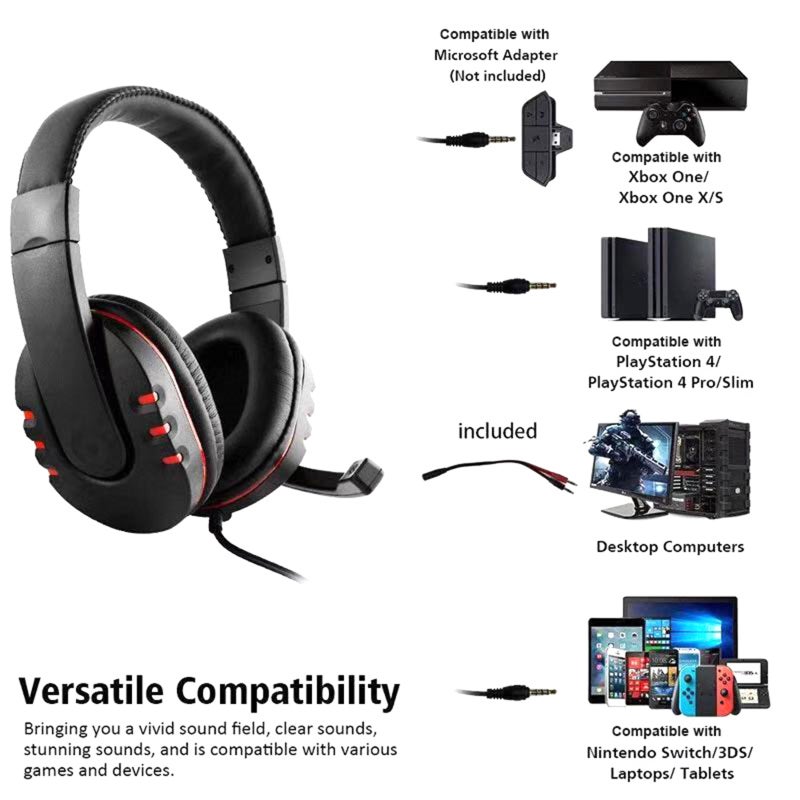 سماعة ألعاب استيريو KUBITE T-997 مع ميكروفون لـ PS4 وكمبيوتر محمول وكمبيوتر سطح المكتب، سماعات خارجية مع إلغاء الضوضاء وتحيط بالأذن، مع صوت باس محيط وغطاءات أذن ناعمة للألعاب - Image 5