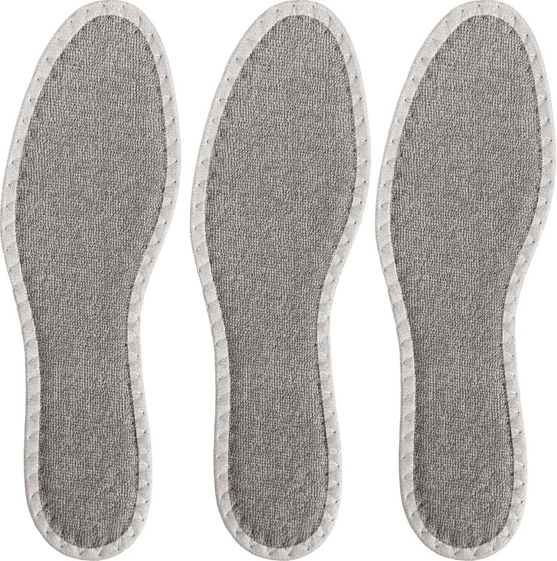 pedag Deo Fresh Natural Terry Cloth & Sisal Insoles, Handmade in Germany, Fully Washable, Perfect for Keeping Feet Dry and Fresh in The Summer, US W8 / EU 38, Grey, 3 Pair
