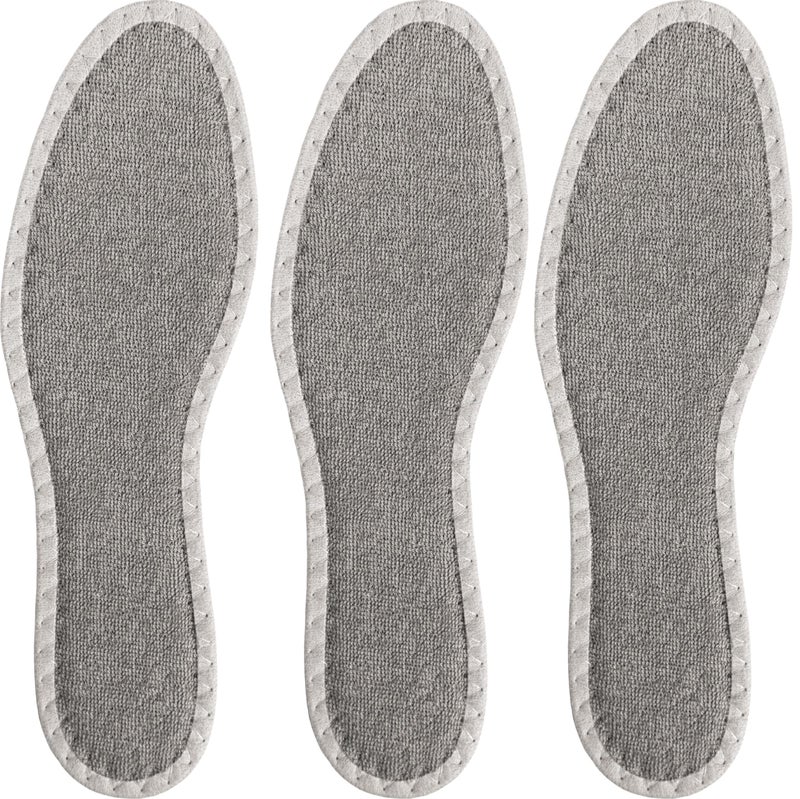 pedag Deo Fresh Natural Terry Cloth Sisal Insoles Handmade in Germany Fully Washable Perfect for Keeping Feet Dry and Fresh in The Summer US W8 EU 38 Grey 3 Pair - Image 3