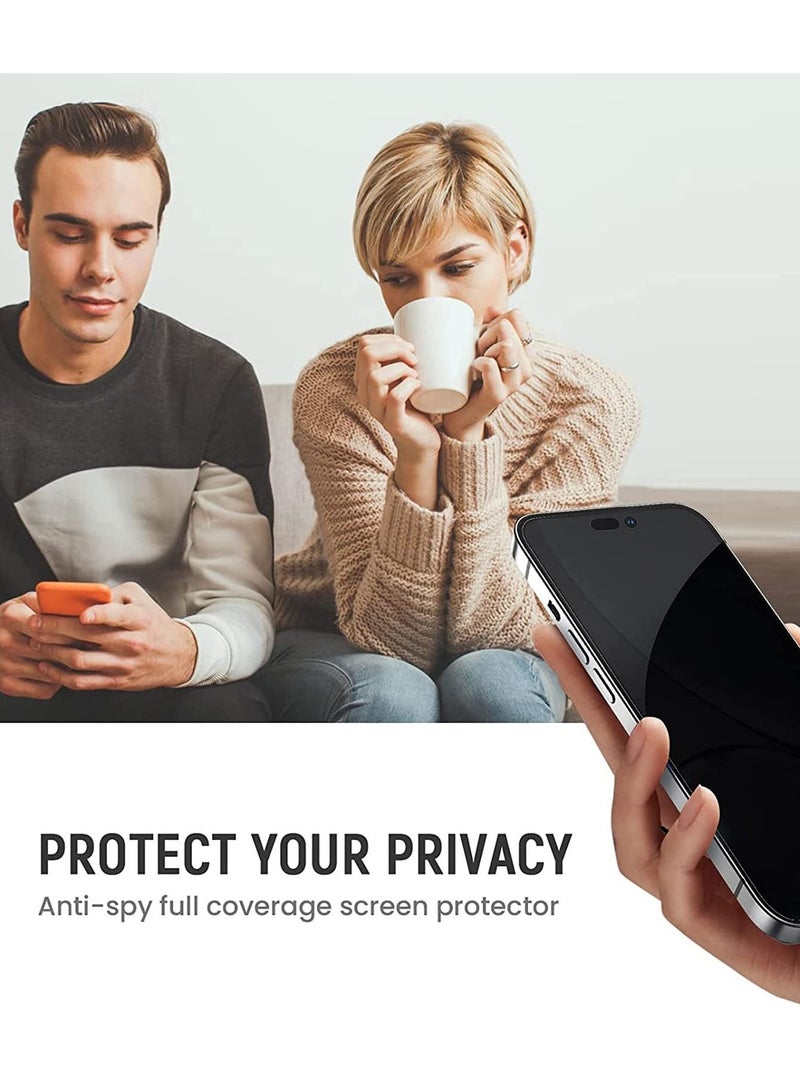 BORTONY Privacy Full Coverage Screen Protector for iPhone 14 Pro Max 6.7-Inch Anti-Spy Tempered Glass Film Edge to Edge Protection Case Friendly 2-Pack - Image 2