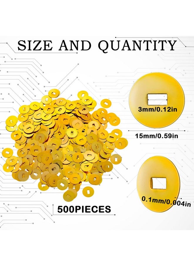 Demissle - 500 Pcs Brass Washers Brads Paper Fastener Brass Fasteners Mini Brads For Paper Crafts Metal Brass Fasteners For Scrapbooking Crafts Diy Supplies, Od 15Mm, Storage Box Included(Gold) - Image 1