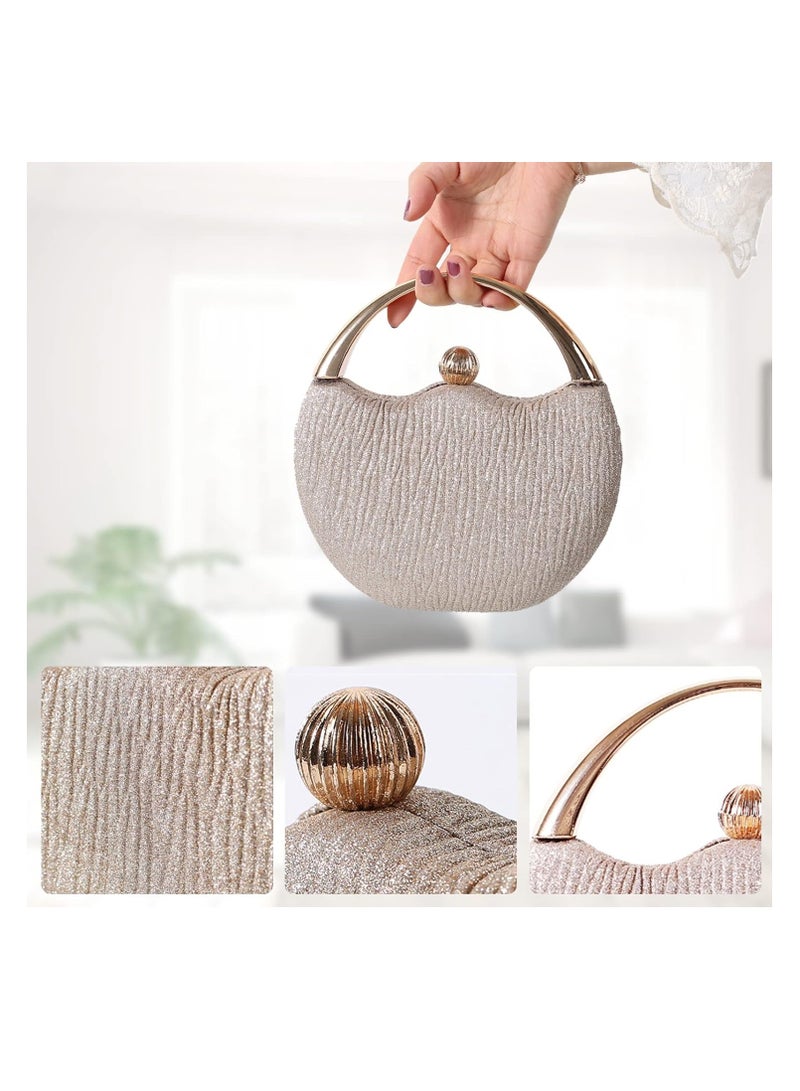 KASTWAVE حقيبة نسائية مسائية، حقيبة لامعة، حقيبة كلتش متلألئة، محفظة زفاف، حقيبة يد لامعة، حقائب للسيدات والفتيات، لحفل التخرج والحفلات والزفاف والخطوبة، ذهبية - Image 3