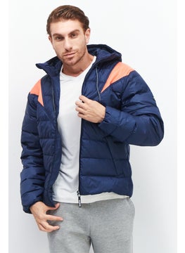 Reebok Men Sportswear Fit Hooded Puffer Jacket, Navy  - Image 1