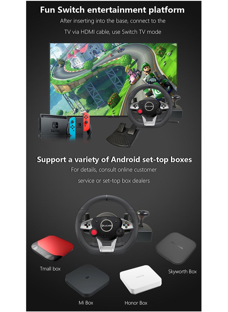 ALUCARD - 270 Degree Racing Steering Wheel with Pedal and Shifter,Paddle Shifters Support PS4/PS3/PC/Xbox one/Xbox360/Android/Switch Game - Image 1