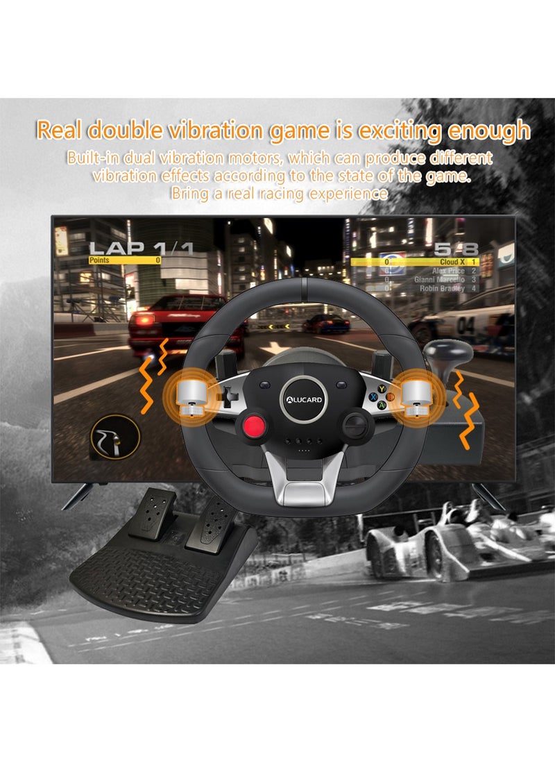 ALUCARD - 270 Degree Racing Steering Wheel with Pedal and Shifter,Paddle Shifters Support PS4/PS3/PC/Xbox one/Xbox360/Android/Switch Game - Image 1