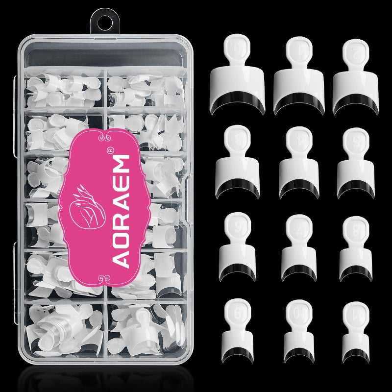 AORAEM White French Nail Tips 120 PCS Short French Style Acrylic Nail Tip 12 Sizes False Nails Clear and White Press on Nails for Women - Image 1