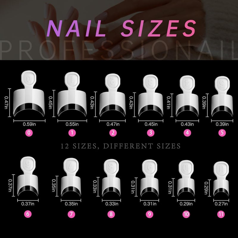 AORAEM White French Nail Tips 120 PCS Short French Style Acrylic Nail Tip 12 Sizes False Nails Clear and White Press on Nails for Women - Image 5