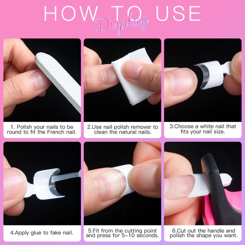 AORAEM White French Nail Tips 120 PCS Short French Style Acrylic Nail Tip 12 Sizes False Nails Clear and White Press on Nails for Women - Image 4