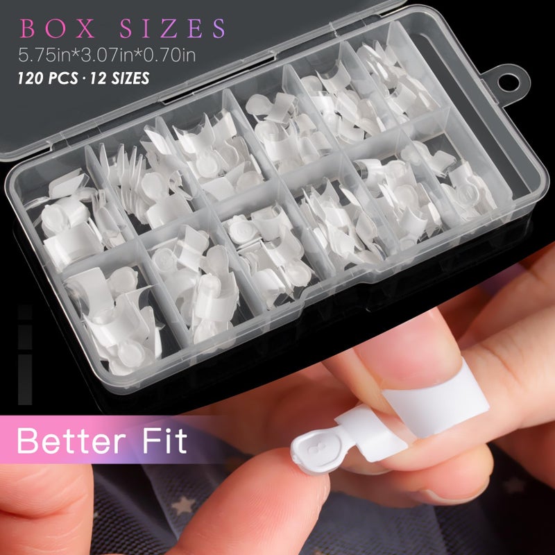 AORAEM White French Nail Tips 120 PCS Short French Style Acrylic Nail Tip 12 Sizes False Nails Clear and White Press on Nails for Women - Image 2