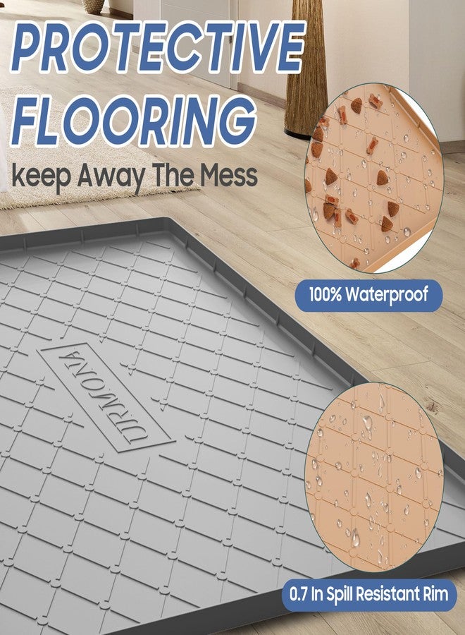 URMONA Large Dog Food Mat, 40" x 22" Pet Food Mat, Waterproof Dog Cat Food Mat with Raised Edges, Silicone Pet Food Mat, Dog Accessories, Prevents Food Spills, Protects Floors, Easy to Clean Fast - Image 3