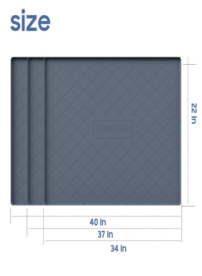 URMONA Large Dog Food Mat, 40" x 22" Pet Food Mat, Waterproof Dog Cat Food Mat with Raised Edges, Silicone Pet Food Mat, Dog Accessories, Prevents Food Spills, Protects Floors, Easy to Clean Fast - Image 2