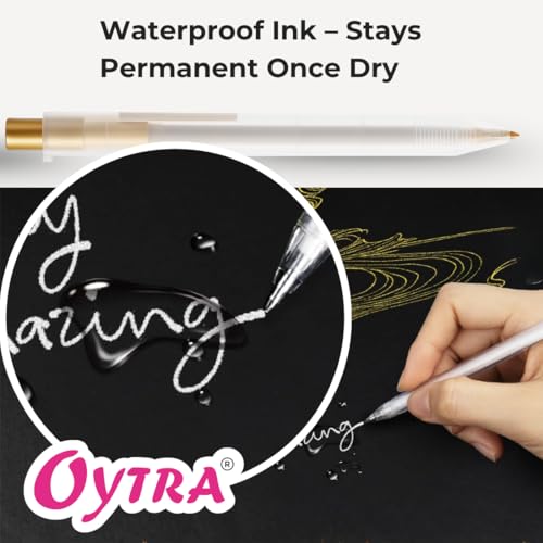 Oytra Metallic Fineliner Gold Gel Pens Set of 3 Fine Tip 0.8mm Golden Ink Pens for Journaling Calligraphy Scrapbooking Drawing Art Craft Smooth Writing Stationery for School Office - Image 5