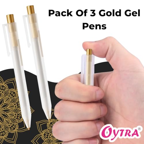 Oytra Metallic Fineliner Gold Gel Pens Set of 3 Fine Tip 0.8mm Golden Ink Pens for Journaling Calligraphy Scrapbooking Drawing Art Craft Smooth Writing Stationery for School Office - Image 2