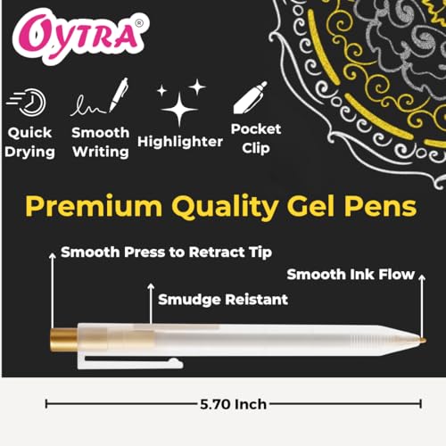 Oytra Metallic Fineliner Gold Gel Pens Set of 3 Fine Tip 0.8mm Golden Ink Pens for Journaling Calligraphy Scrapbooking Drawing Art Craft Smooth Writing Stationery for School Office - Image 4