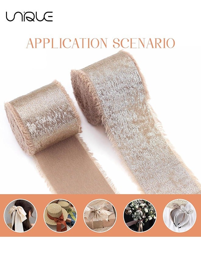 Unique 3 Pcs Chiffon Ribbon for Gift Wrapping - Flower Bouquet - 1.5in*15ft Gift Ribbon - Thick Gift Wrap Ribbon - Decorative Ribbon for Wedding - Crafts (Gold/Purple/Pink) - Image 4