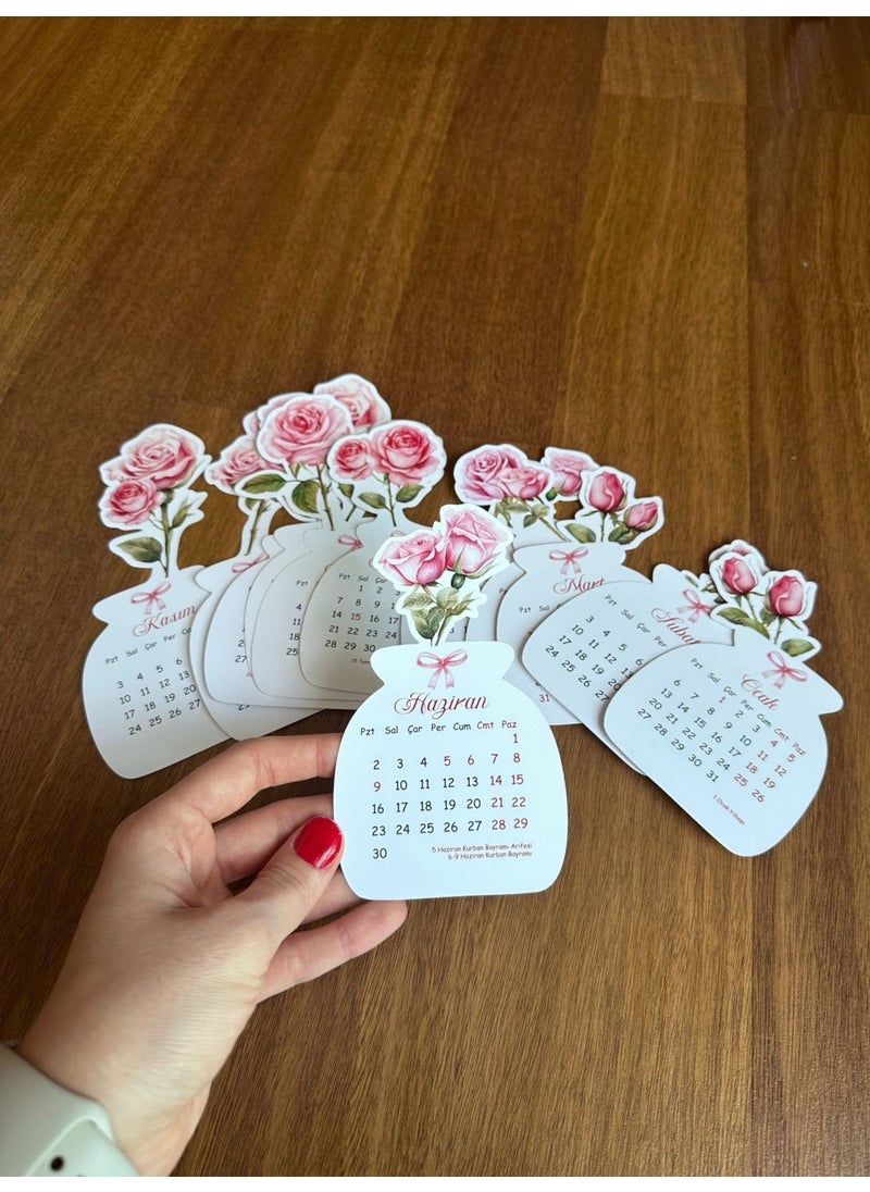 Sticker Ekspres - Sticker Express 2025 Wooden Stand Floral Special Design Calendar, 2025 Rose Calendar Desktop New Year's Gift - Image 1