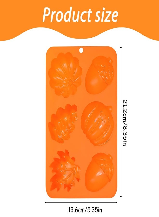 Fchil Fall Silicone Molds, 12-Cavity 3D Pumpkin Autumn Maple Leaf Acorn Cake Pan for Thanksgiving Harvest Theme Baking Chocolate Pudding Jelly Soap Ice Cube, 2Pcs - Image 2