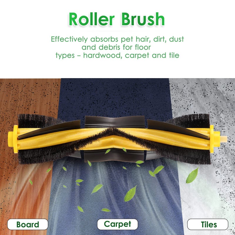 CHAIN PEAK قطع غيار N10 لروبوت المكنسة الكهربائية Ecovacs DEEBOT OZMO N10 N10 Plus 920 950 T8 AIVI Max T9 T5 N5 N7 N8+ N8 Pro Plus، 1 فرشاة أساسية، 3 فلاتر HEPA، 6 فرش جانبية - Image 2