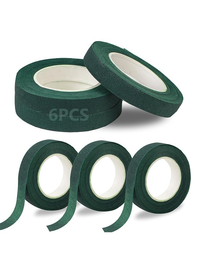6 Roll Floral Tape 1/2inch Flower Tape Dark Green, Floral Tapes for Bouquet Stem Wrapping and Floral Crafts, Wedding Bouquet - Image 1