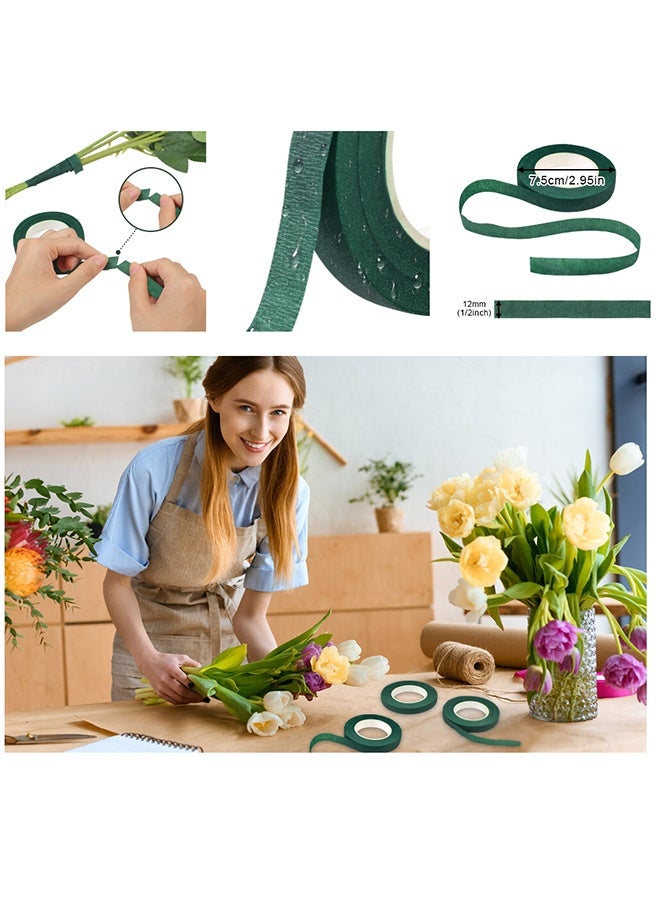 6 Roll Floral Tape 1/2inch Flower Tape Dark Green, Floral Tapes for Bouquet Stem Wrapping and Floral Crafts, Wedding Bouquet - Image 2