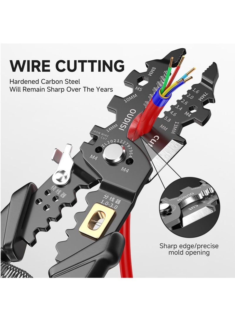 Wire stripper tool,25-in-1 Multifunction wire strippers electeical,8" Multifunctional Electricion Pliers for Wire Stripping Cutting and Crimping with Splitting and Winding,Gift for father