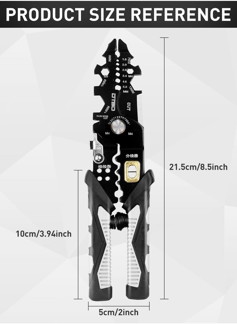 Wire stripper tool,25-in-1 Multifunction wire strippers electeical,8" Multifunctional Electricion Pliers for Wire Stripping Cutting and Crimping with Splitting and Winding,Gift for father